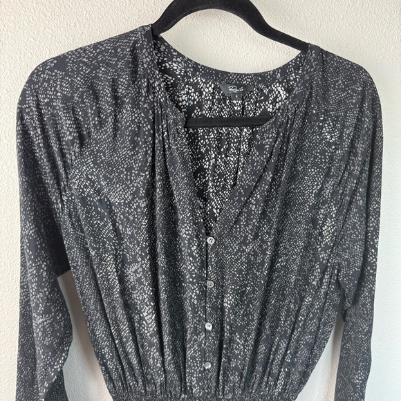 Rails Jasmine Animal Print Long Sleeve Minidress Charcoal Textured Leopard Small - Picture 3 of 13